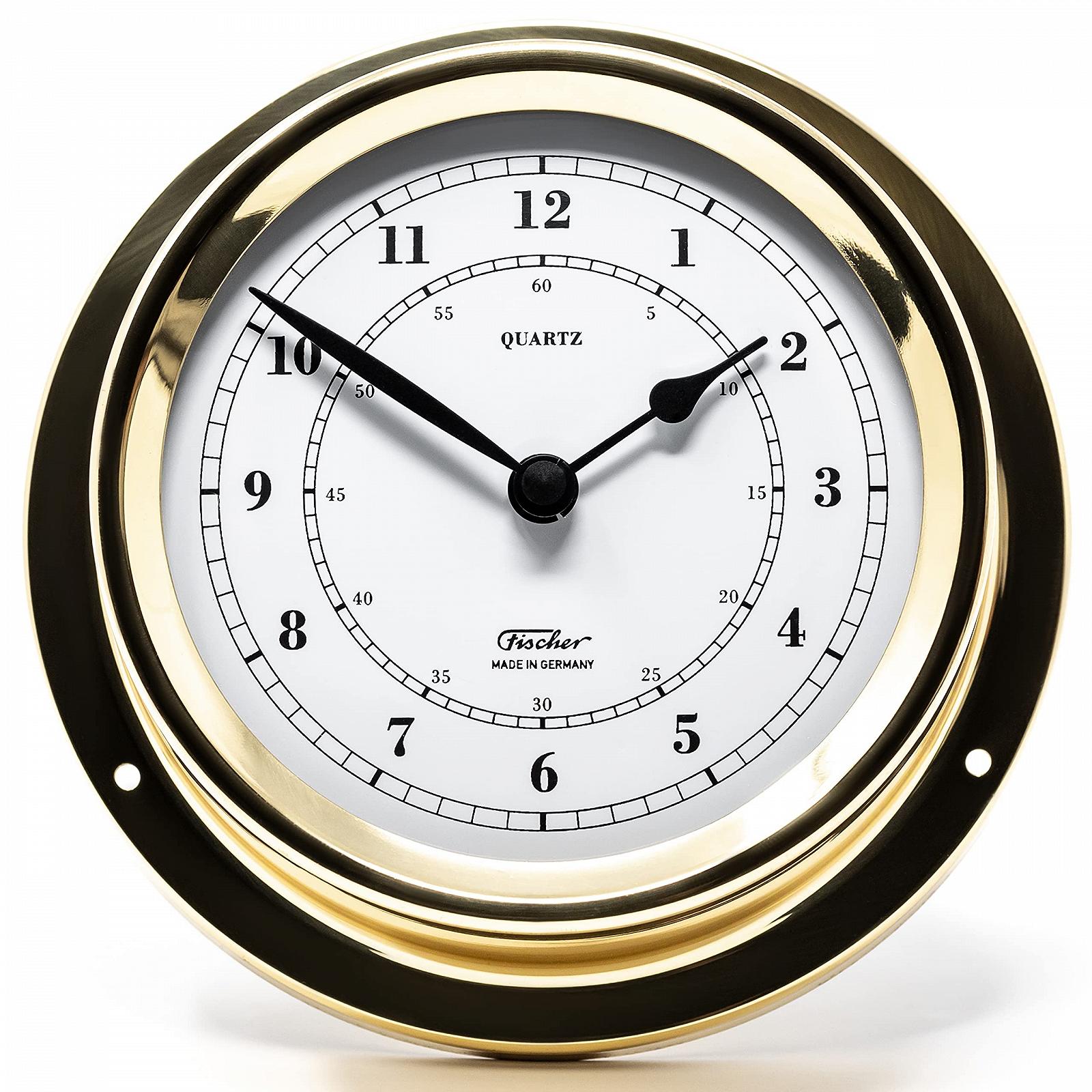 Годинник Fischer Maritime Quarz-Uhr 1508U-45 125 мм білий циферблат латунний корпус, фото №2