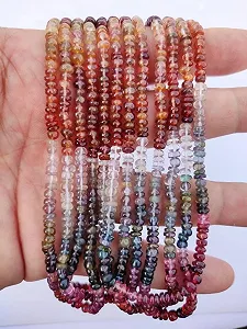 Бусины из натуральной мульти-шпинели, ограненные, круглые, 4.5-5 мм, длина нити 40 см - Фото 1