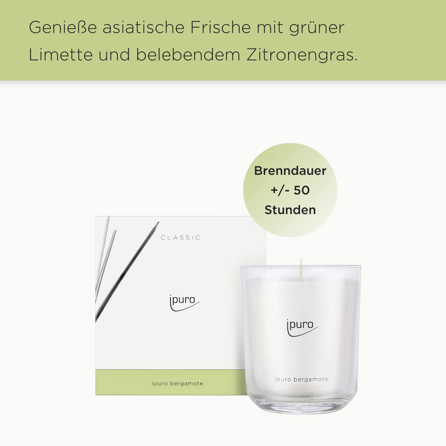 ipuro Bergamote Ароматизированная свеча в стекле 270 г, фото №2 ipuro Bergamote Ароматизированная свеча в стекле 270 г, фото №2