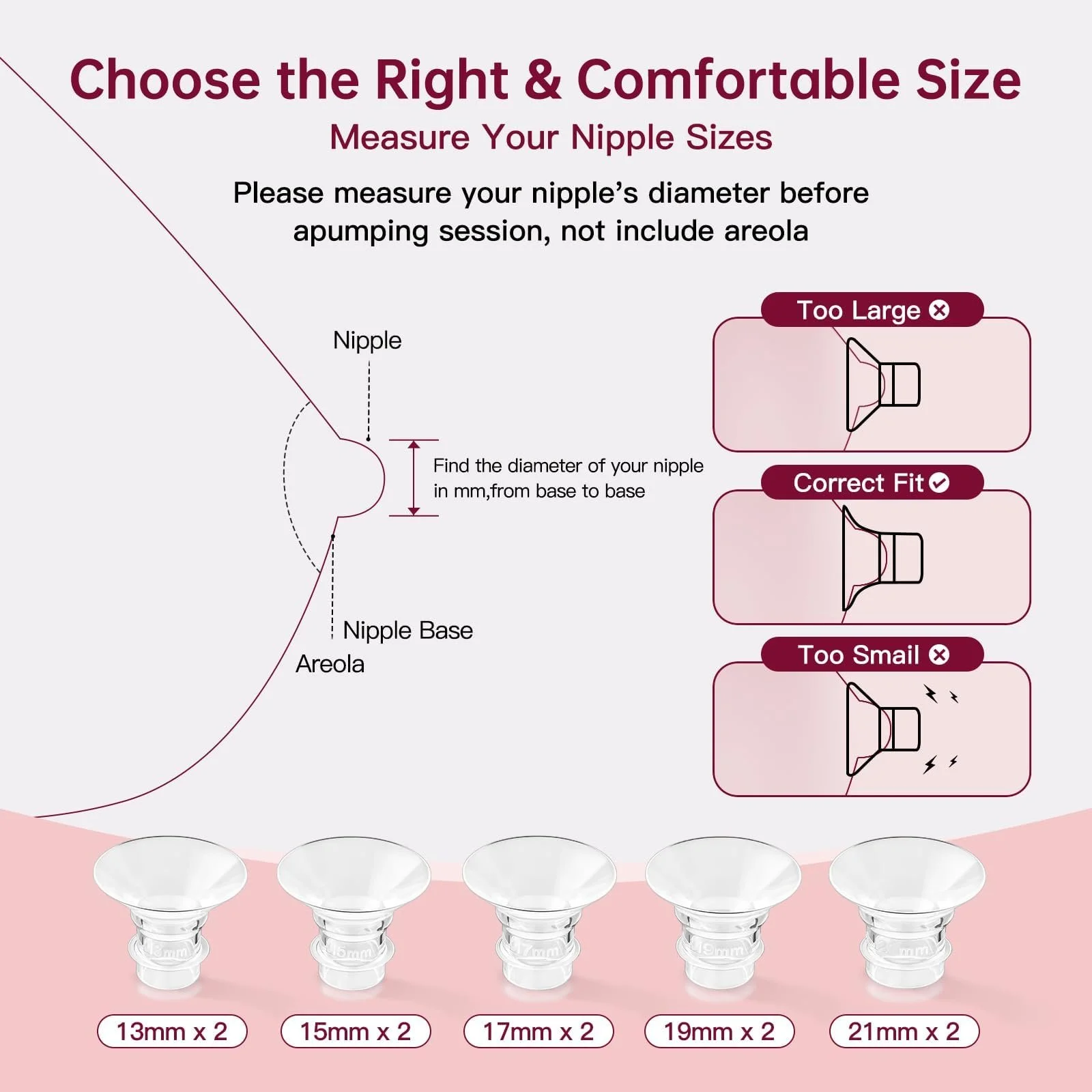 Набор фланцев 13/15/17/19/21 мм с карточкой для измерения сосков и щеткой для чистки, фото №7 Набор фланцев 13/15/17/19/21 мм с карточкой для измерения сосков и щеткой для чистки, фото №7