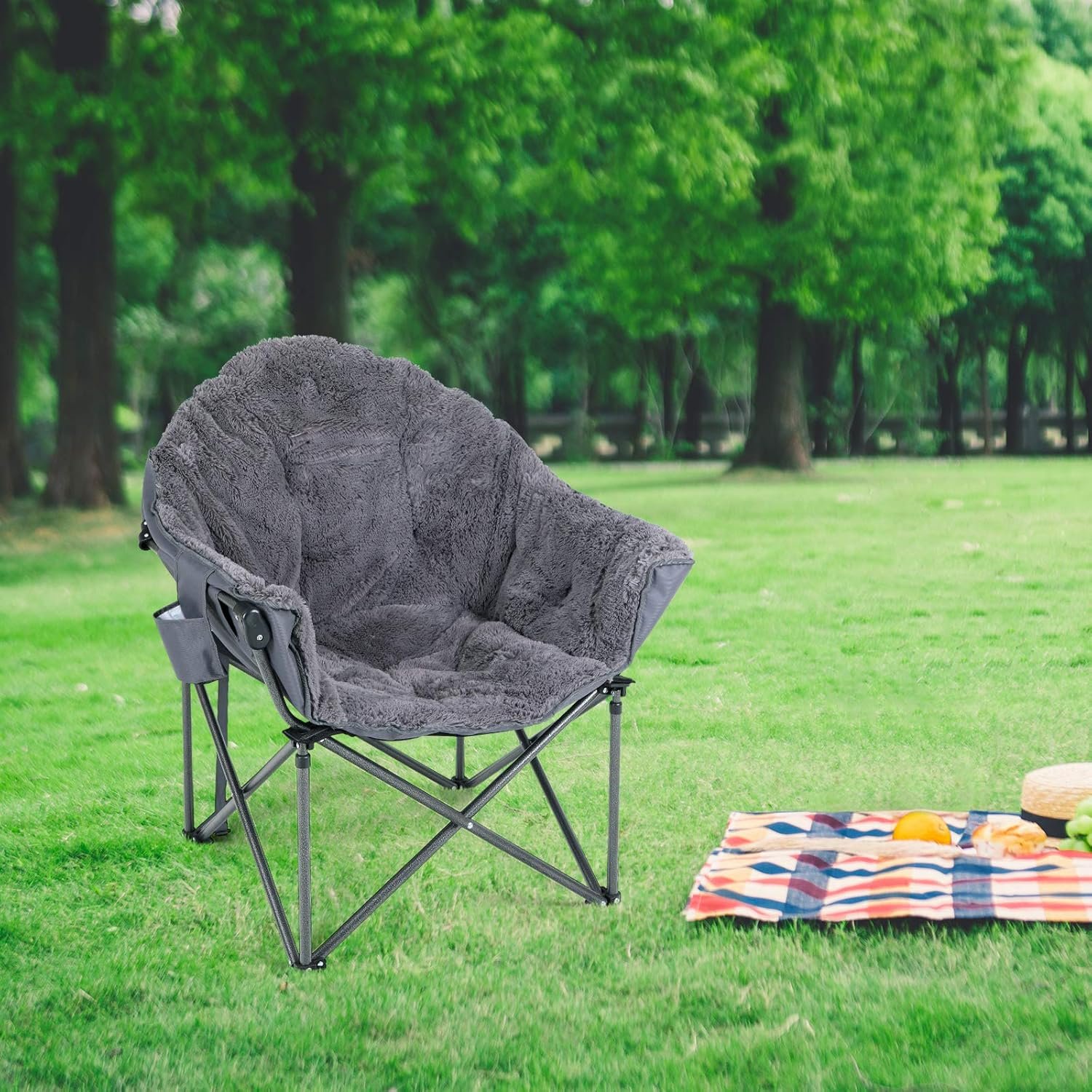 Розкладне крісло для кемпінгу LET'S CAMP Moonchair / до 160 кг / Сірий, фото №6 Розкладне крісло для кемпінгу LET'S CAMP Moonchair / до 160 кг / Сірий, фото №6