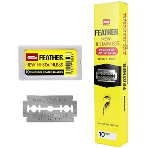 Лезвия для безопасной бритвы Feather Hi Stainless Platinum Double Edge 10 шт. - Фото 1