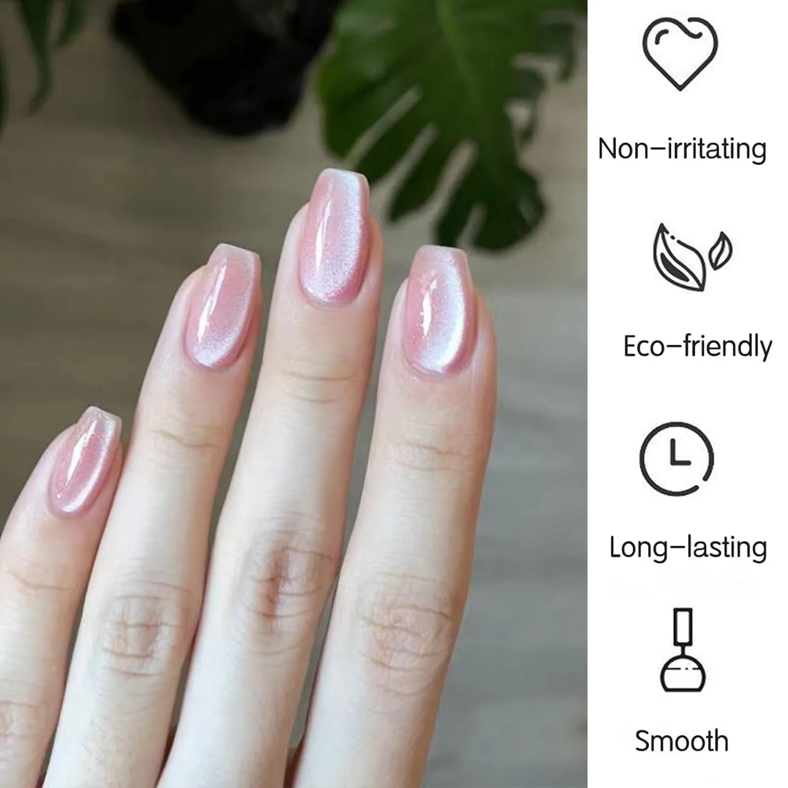 Гель-лак Котяче око Pink Cat Eye, рожевий з блискітками, 9D, фото №4