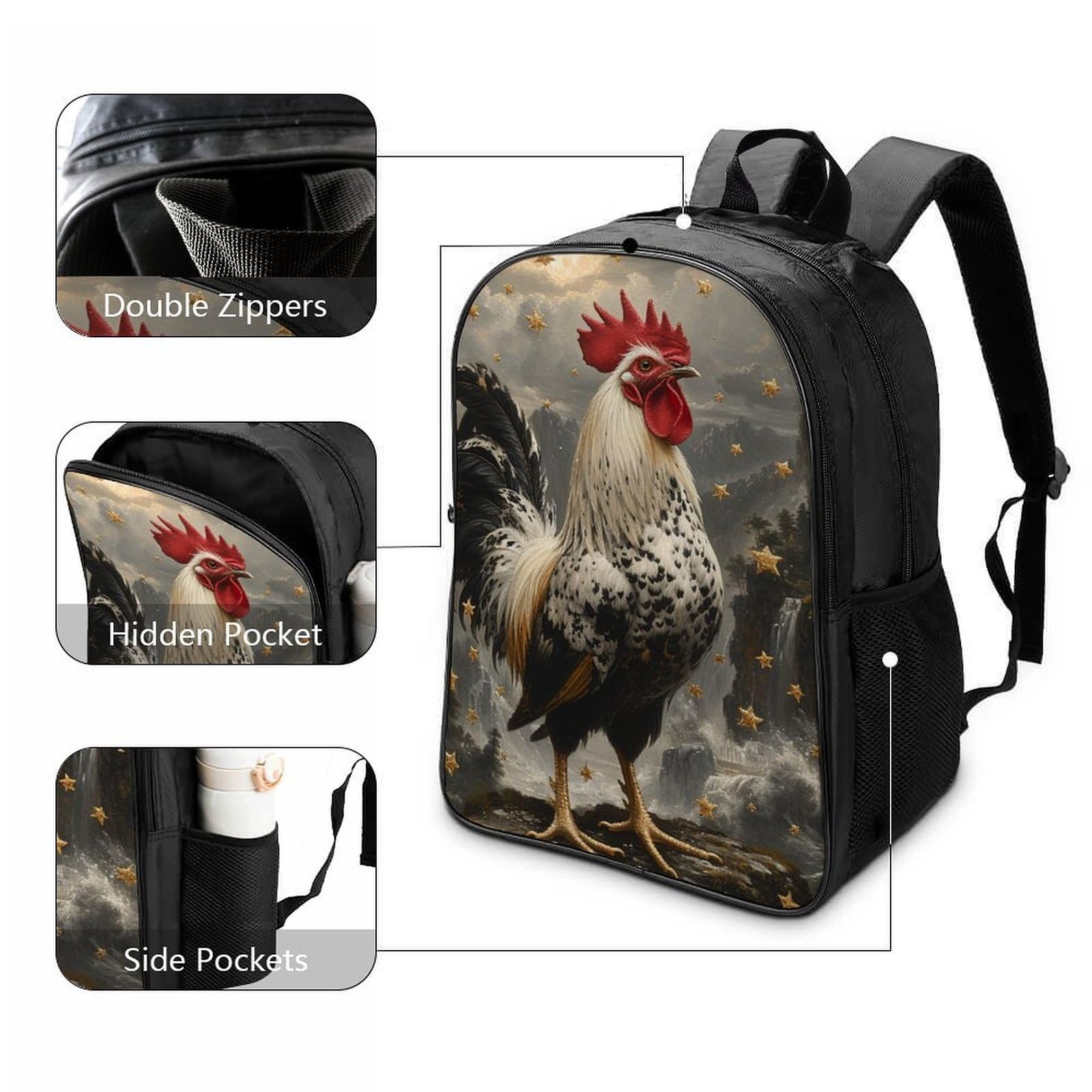 Школьный рюкзак RSIUUODNF Roosters 40x28x16см, фото №3