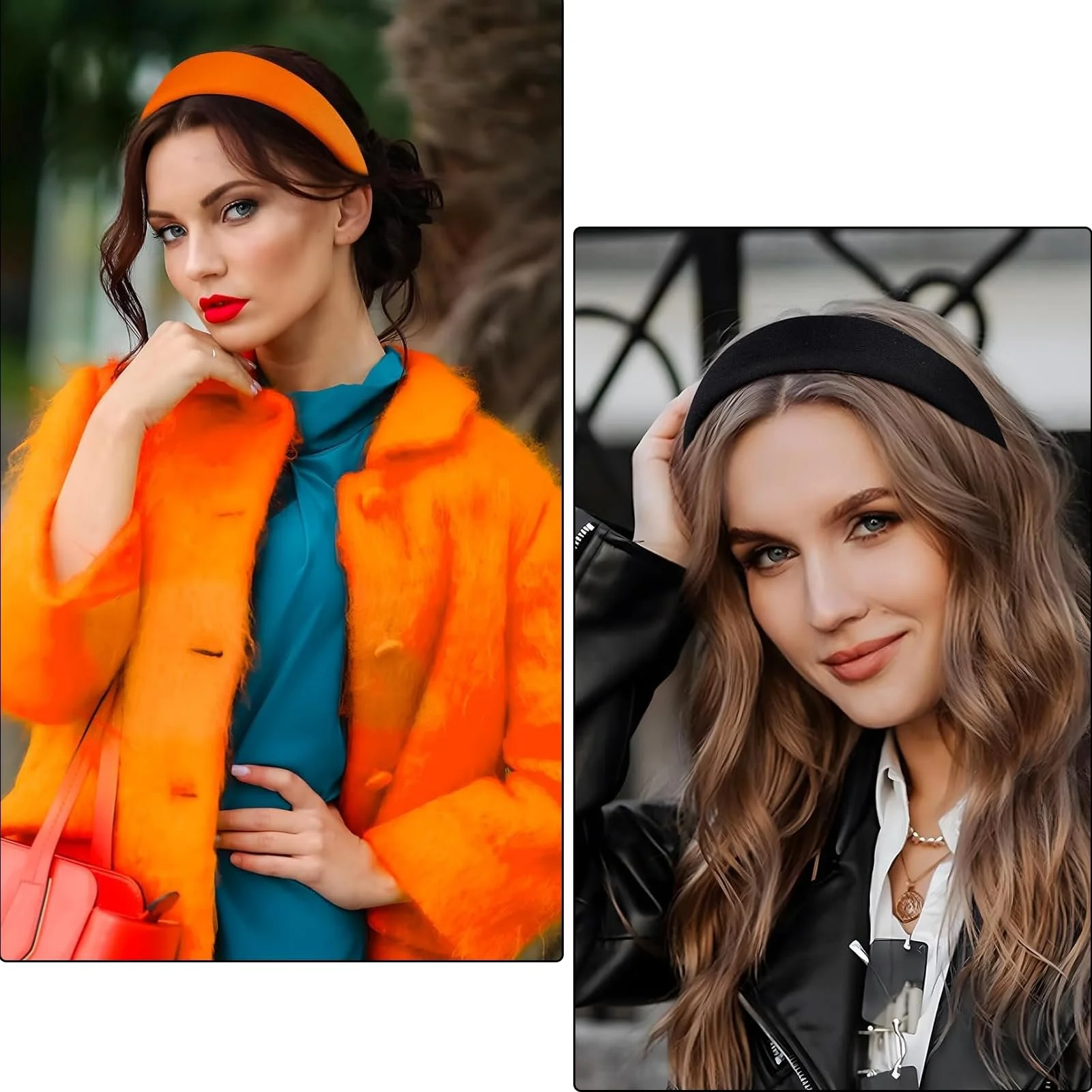 Жіночий Широкий Обруч для Волосся Чорний Помаранчевий, фото №5 Жіночий Широкий Обруч для Волосся Чорний Помаранчевий, фото №5