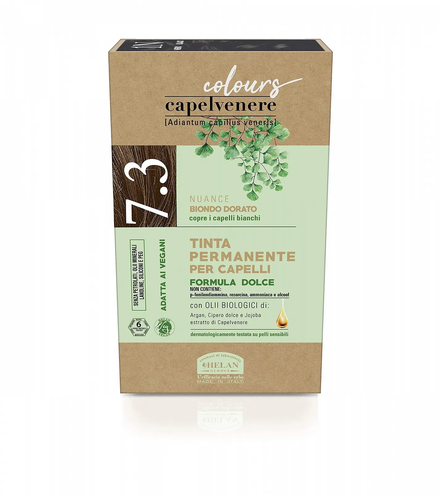 Фарба Helan Capelvenere Colours 7.3 Золотистий Блонд Стійка, Без аміаку, фото №1