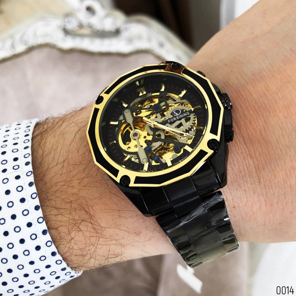 Годинник Forsining 8130 Black-Gold-Black, фото №7