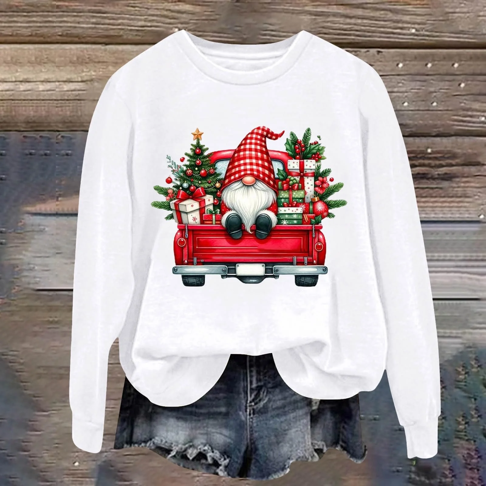 Женские рождественские свитшоты Пуловеры Топы Женская мода Повседневный свитшот с принтом букв Круглый вырез Длинный рукав Женский свитшот 2025 Худи, фото №3