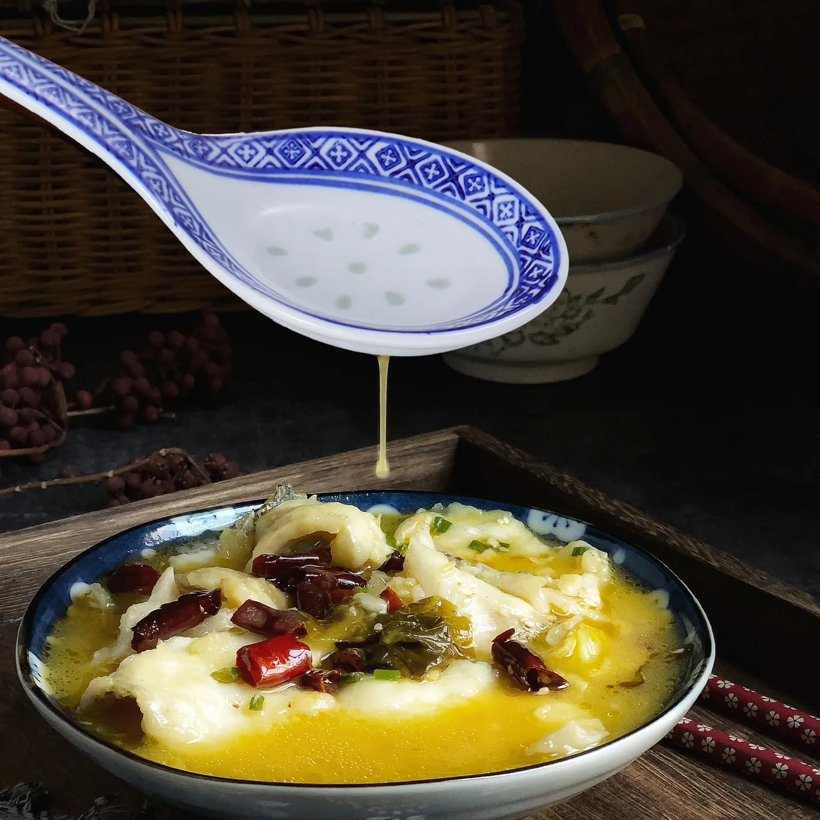 Велика порцелянова супова ложка з довгою ручкою Традиційна азіатська, фото №5 Велика порцелянова супова ложка з довгою ручкою Традиційна азіатська, фото №5