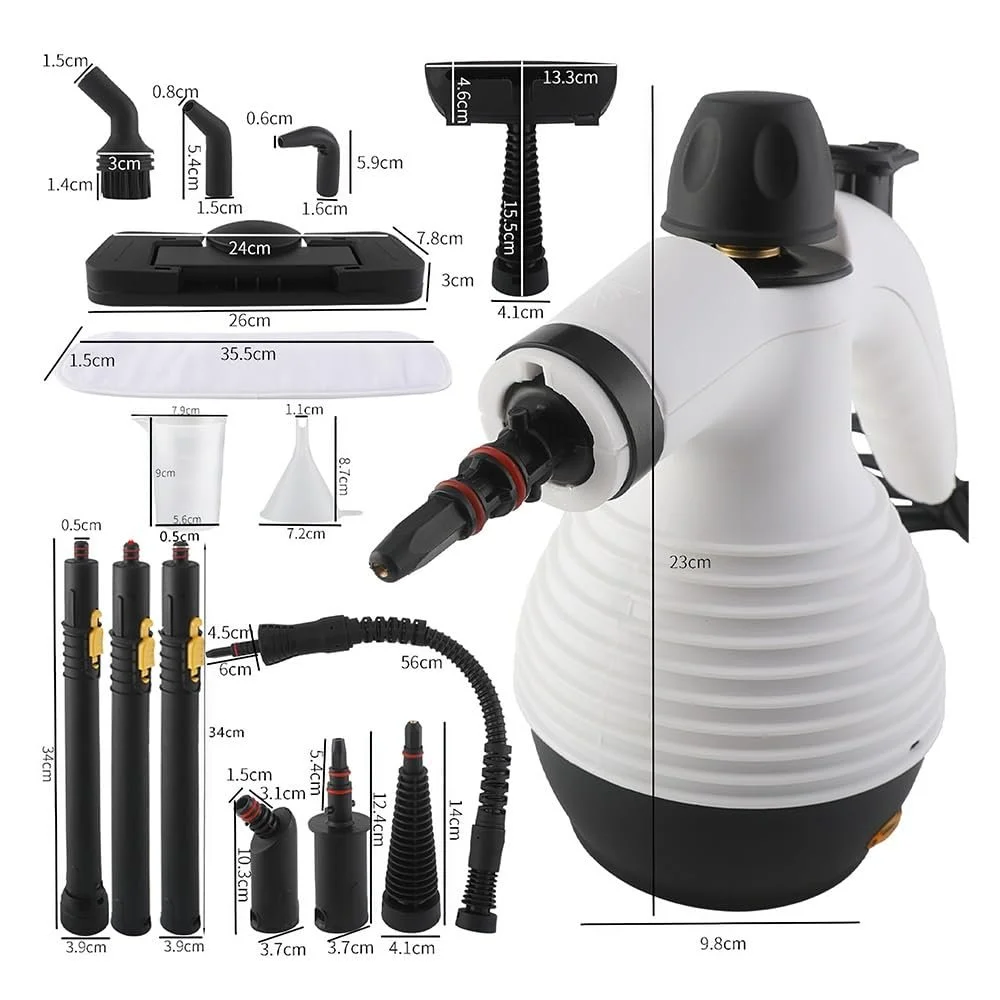 Пароочисник ручний 2-в-1 1000 Вт 15 аксесуарів білий, фото №2 Пароочисник ручний 2-в-1 1000 Вт 15 аксесуарів білий, фото №2