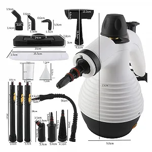 Пароочисник ручний 2-в-1 1000 Вт 15 аксесуарів білий synthetic.ua - Фото 1