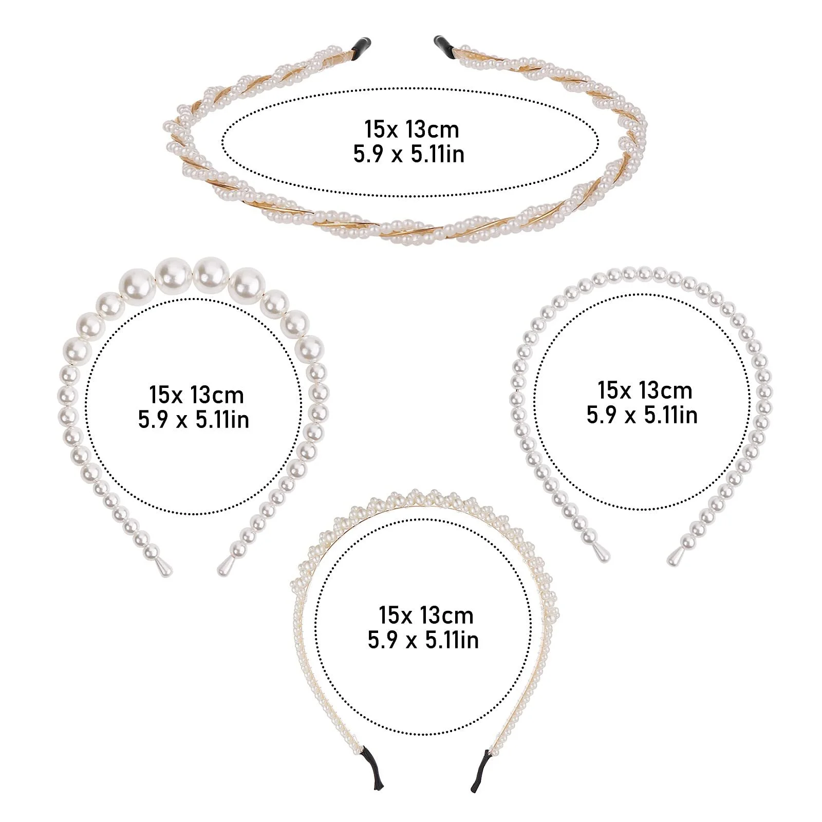 Обруч Yolev з перлинами, набір 4 шт., фото №2 Обруч Yolev з перлинами, набір 4 шт., фото №2