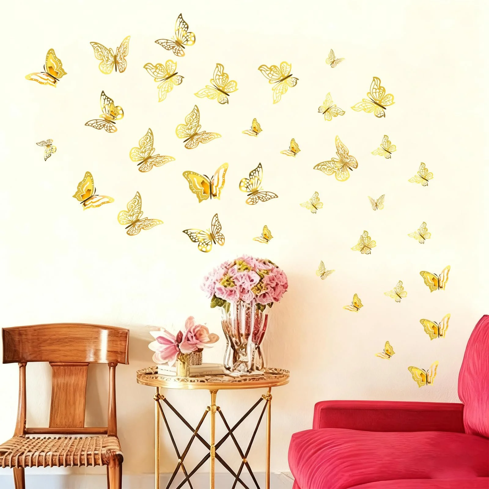 Наклейки на стену 3D Gold Butterflies Набор 96 шт. Золотые, фото №6 Наклейки на стену 3D Gold Butterflies Набор 96 шт. Золотые, фото №6