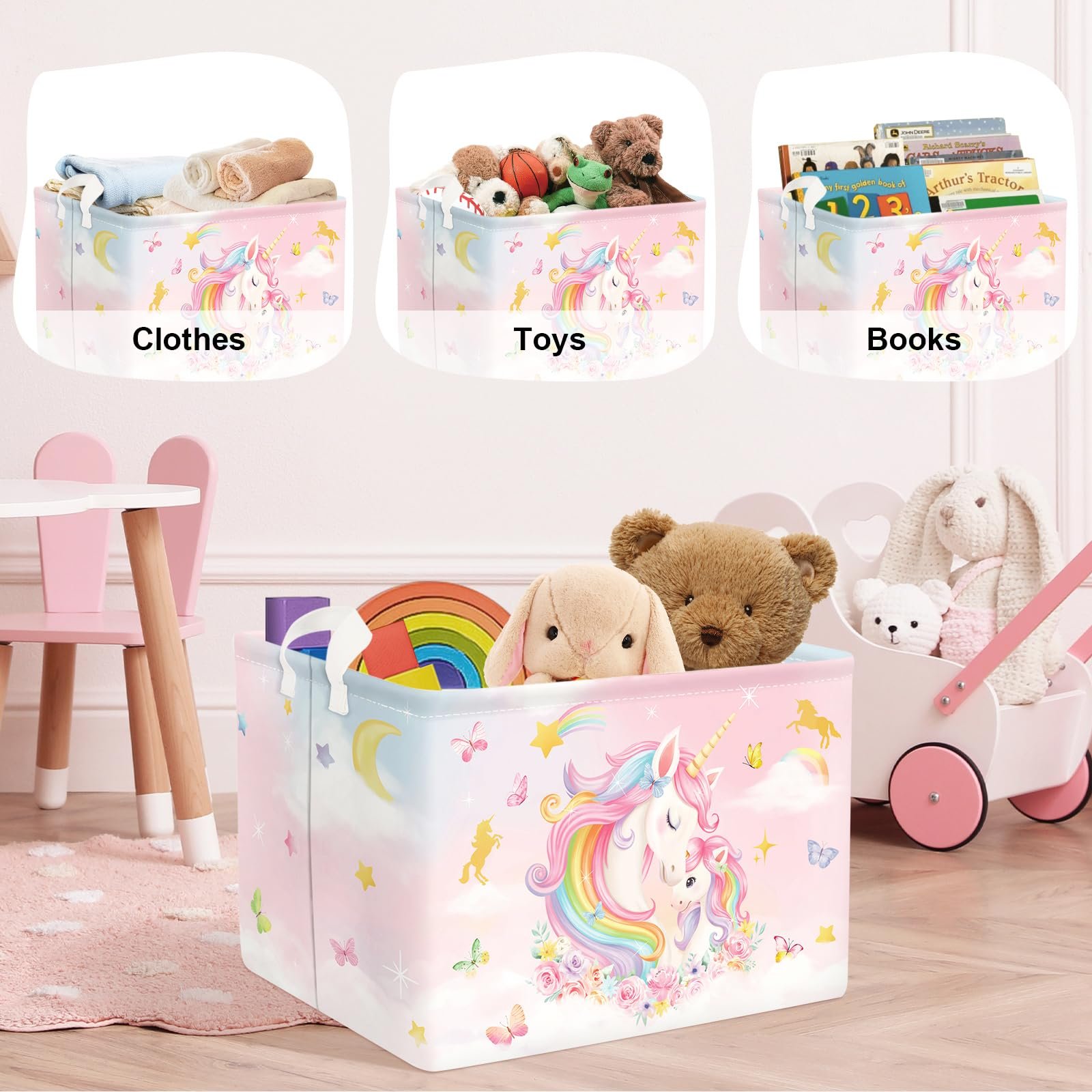 Корзина для игрушек Детская HUUMONSS Unicorn, складная для девочек, большая, 36 л, фото №5