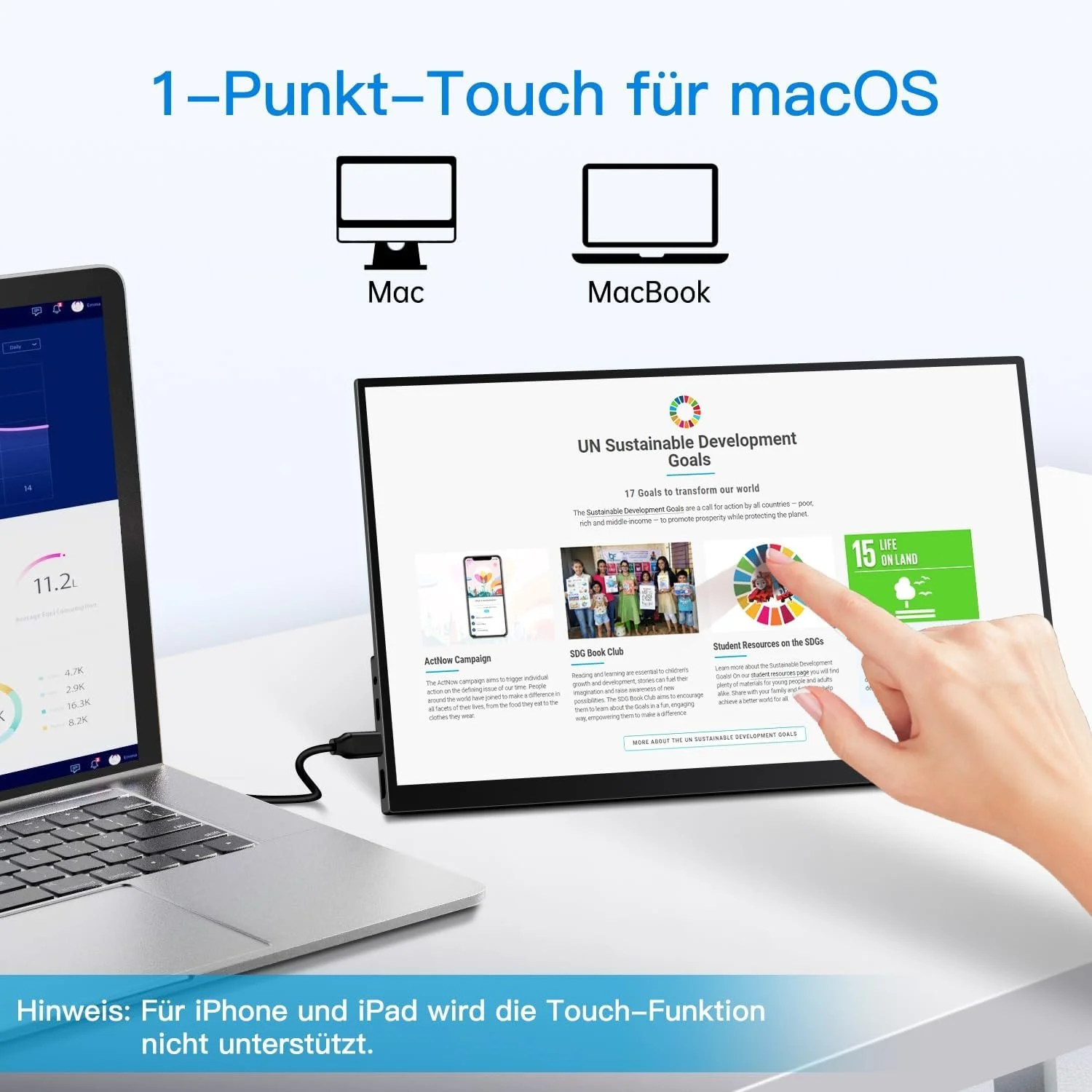 Монитор портативный сенсорный 15.6" CAPERAVE CF15T Full HD IPS 60 Гц, фото №4