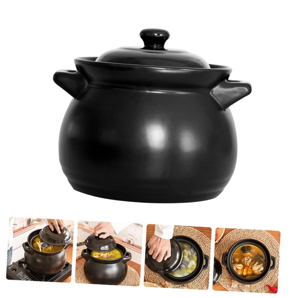 Кастрюля керамическая Gatuida жаростойкая Черная, фото №8