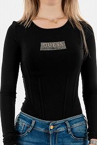 Жіночий боді Guess - Ls Corset Logo Body - Чорний - S synthetic.ua - Фото 1