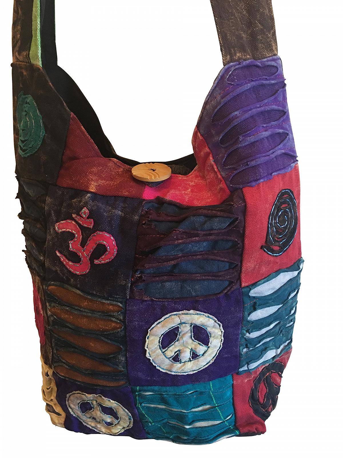 Сумка через плече Trendofindia Patchwork Peace Om Shopper, різнокольоровий, фото №2