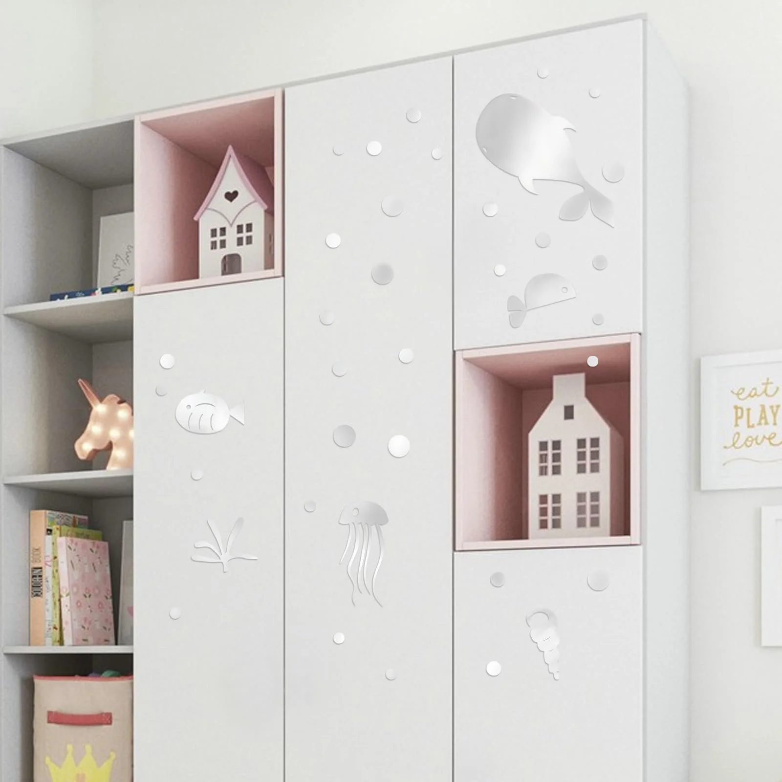 Наклейка на стіну 3D Акрилова Рибки та бульбашки Дзеркальна Срібляста, фото №7 Наклейка на стіну 3D Акрилова Рибки та бульбашки Дзеркальна Срібляста, фото №7