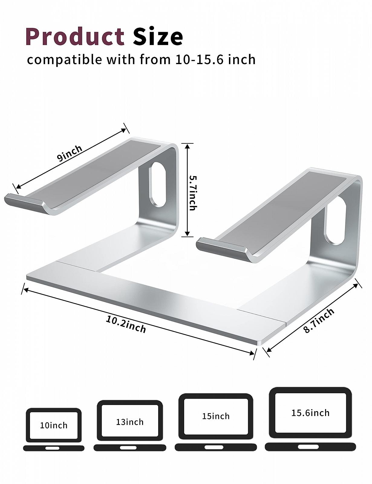 Підставка для ноутбука ALASHI, алюмінієва, ергономічна підставка для ноутбука, знімна металева підставка для ноутбука, підтримка ноутбуків від 10 до 15.6 дюймів, сіра, фото №2 Підставка для ноутбука ALASHI, алюмінієва, ергономічна підставка для ноутбука, знімна металева підставка для ноутбука, підтримка ноутбуків від 10 до 15.6 дюймів, сіра, фото №2