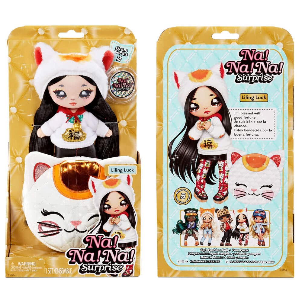 Кукла Na Na Na Surprise Glam Series 2 Liling Luck Мягкая плюшевая с черными волосами и металлической сумочкой в виде животного, фото №6 Кукла Na Na Na Surprise Glam Series 2 Liling Luck Мягкая плюшевая с черными волосами и металлической сумочкой в виде животного, фото №6