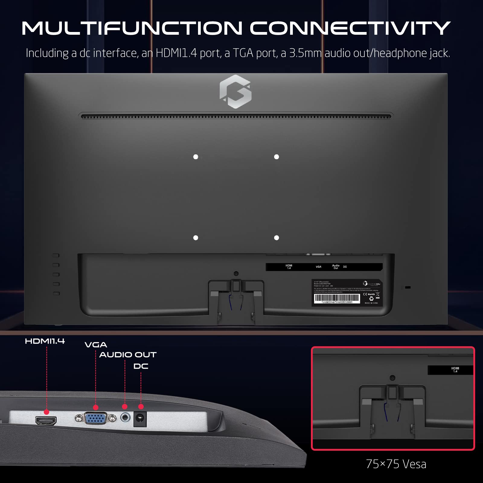 Монітор GAMEON GOB24FHD75IPS 24 дюйми FHD IPS 75Hz 4 ms чорний, фото №7