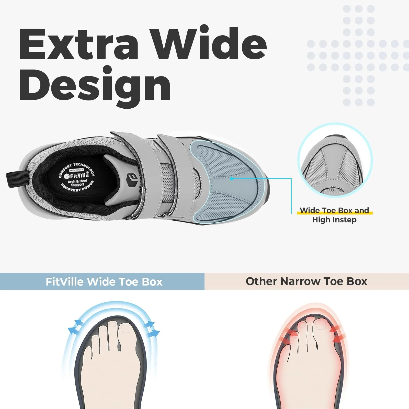 Кросівки FitVille надширокі з застібкою-липучкою, фото №2