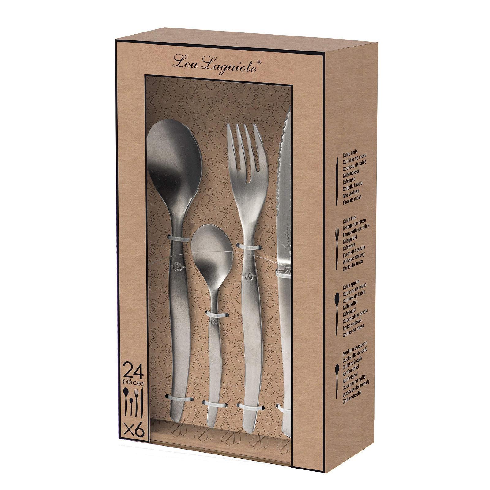 Набор столовых приборов LOU LAGUIOLE JET для 6 человек, 24 предмета, нержавеющая сталь, винтажный стиль, фото №6 Набор столовых приборов LOU LAGUIOLE JET для 6 человек, 24 предмета, нержавеющая сталь, винтажный стиль, фото №6