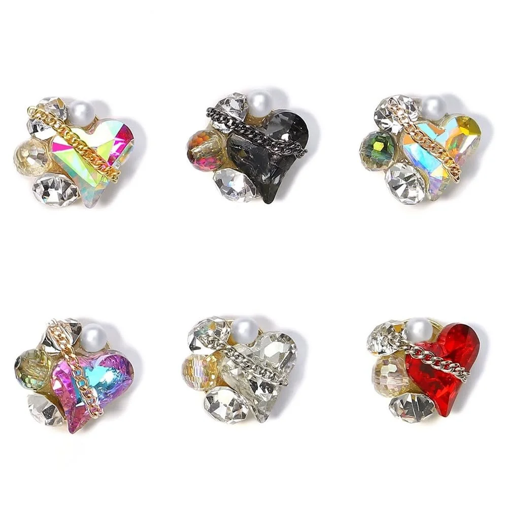 Украшения для ногтей Сердце 3D 6 цветов, фото №2