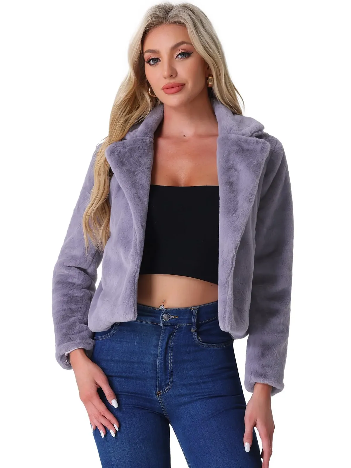 Пальто Allegra K искусственный мех G22042000ux0067 укороченное, фото №1