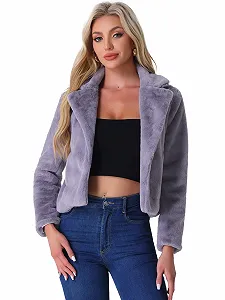 Пальто Allegra K штучне хутро G22042000ux0067 укорочене - Фото 1