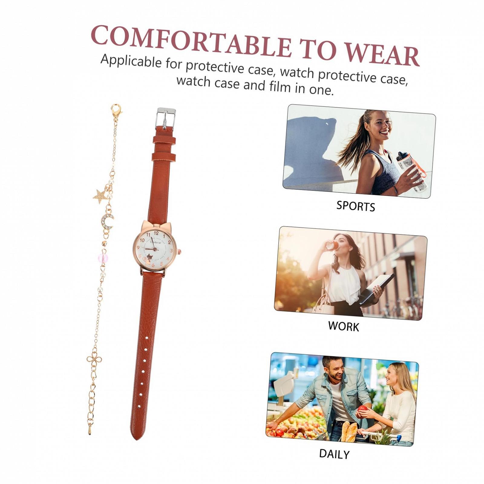 Набор: Кварцевые часы и браслет OATIPHO, элегантный дизайн со звездами и луной, фото №5