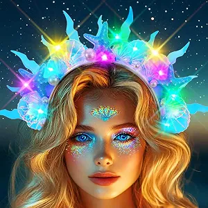 Обруч для волосся зі світлодіодною морською зіркою та мушлею Синій - Фото 1