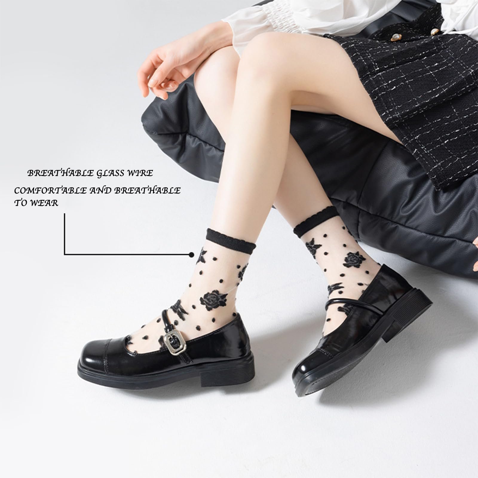 Носки Прозрачные Винтажные Нейлоновые чулки Черный, One size fits all, фото №3