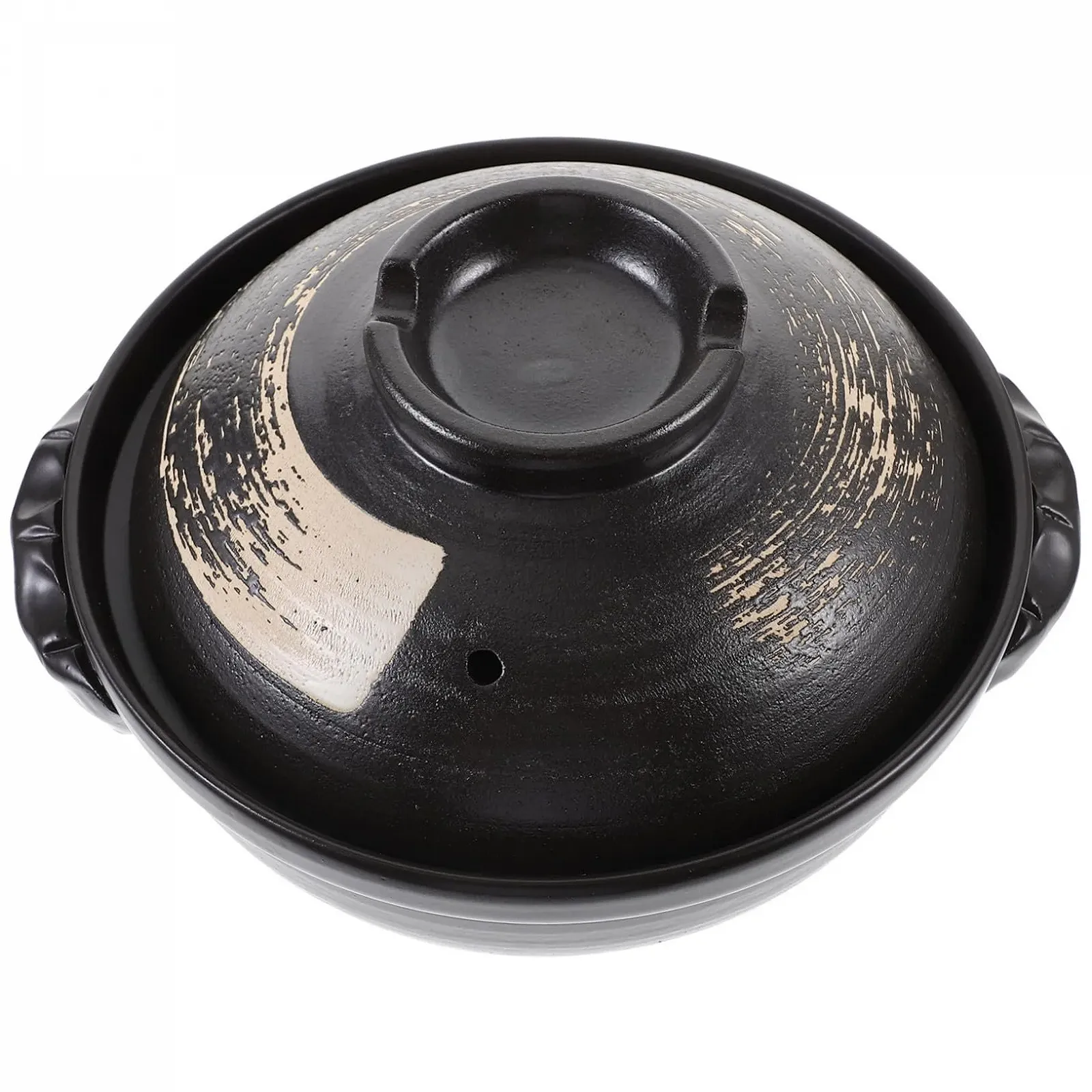 Кастрюля-жаровня керамическая 900 мл с вентиляционными отверстиями глазурованная термостойкая, фото №1