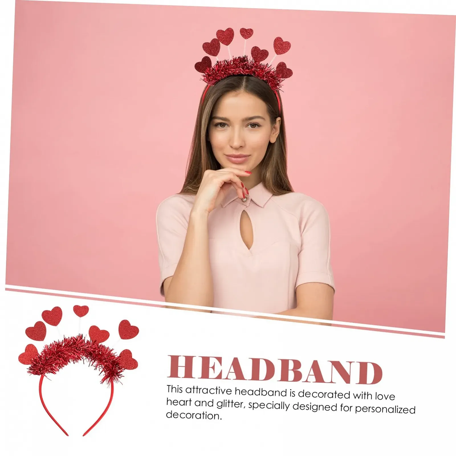 Обруч для волос Abaodam Сердце Красный, фото №7