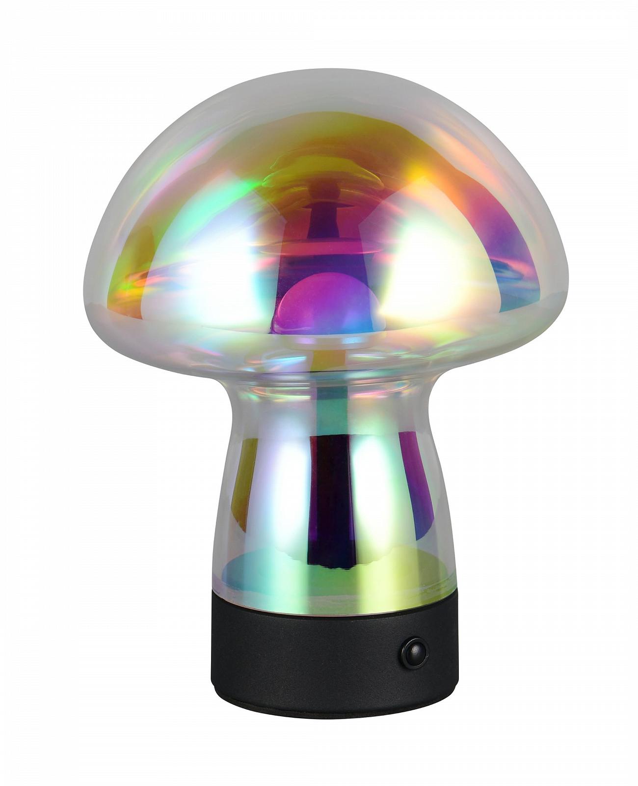 Настільна лампа Reality Leuchten Dooley R54981153 LED Акумуляторна Металева 1.5 Вт 4-рівневе сенсорне керування Матова чорна Прозоре переливчасте скло, фото №1