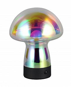 Настільна лампа Reality Leuchten Dooley R54981153 LED Акумуляторна Металева 1.5 Вт 4-рівневе сенсорне керування Матова чорна Прозоре переливчасте скло - Фото 1