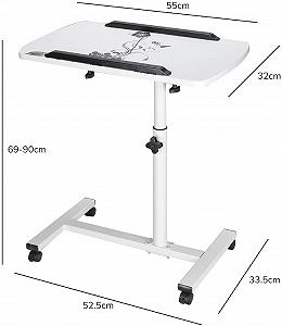 Столик MorNon с регулируемой высотой на колесиках, прикроватный столик, рабочий стол, многофункциональный стол, чертежный стол, регулируемый угол наклона, металлический каркас, 69-90 см synthetic.ua - Фото 1