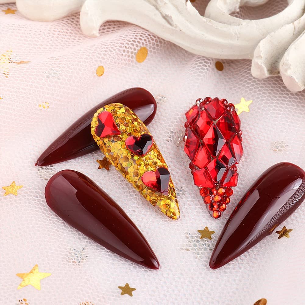 Стрази для нігтів Червоні 3D, 735 шт., фото №4