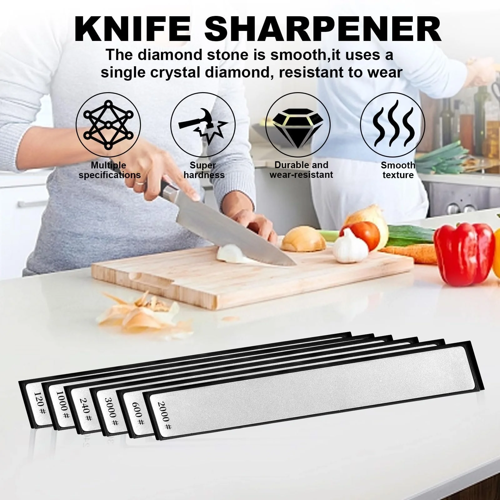 Набір алмазних точильних каменів 6 шт. 120# 240# 600# 1000# 2000# 3000# для кухні, фото №5