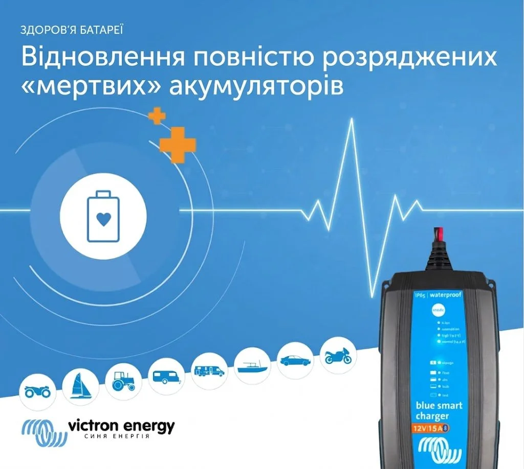 Інтелектуальний зарядний пристрій Victron Energy Blue Smart IP65 12V/15A з Bluetooth, фото №5