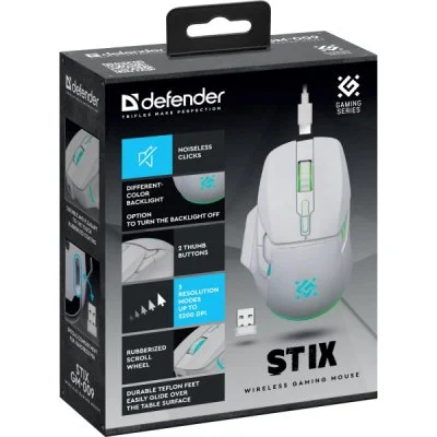 Мышка Defender Stix GM-009 LED Wireless White (52009), фото №7 Мышка Defender Stix GM-009 LED Wireless White (52009), фото №7