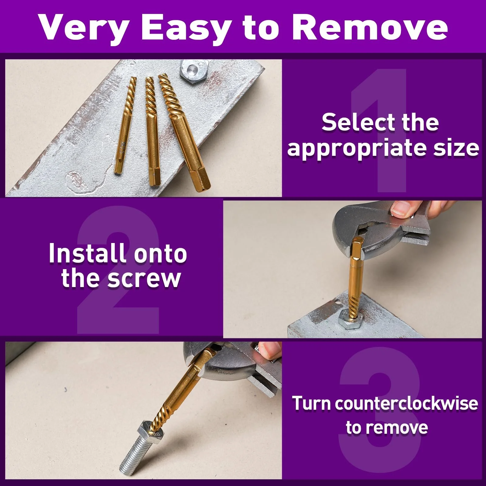 Набір екстракторів для гвинтів 7 шт. Titanium Coated Chrome Vanadium Steel Easy Out, фото №6