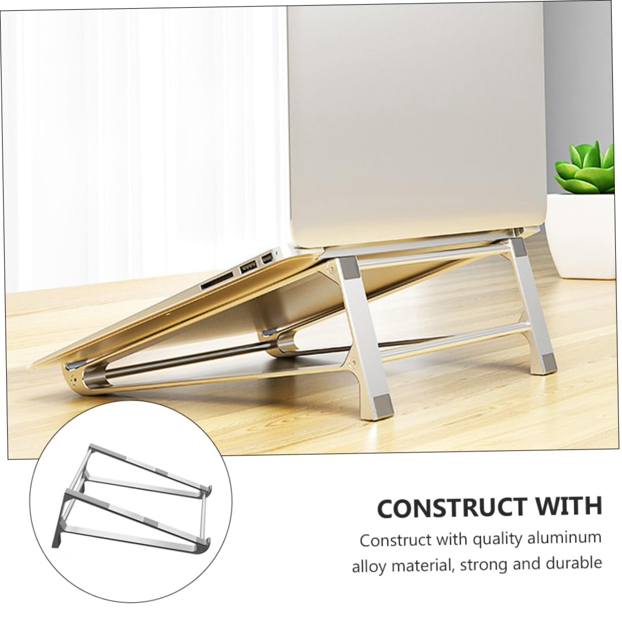 Підставка для ноутбука Алюмінієва регульована по висоті  з ергономічним дизайном для ноутбуків до 17 дюймів, стабільна та вентильована, фото №3