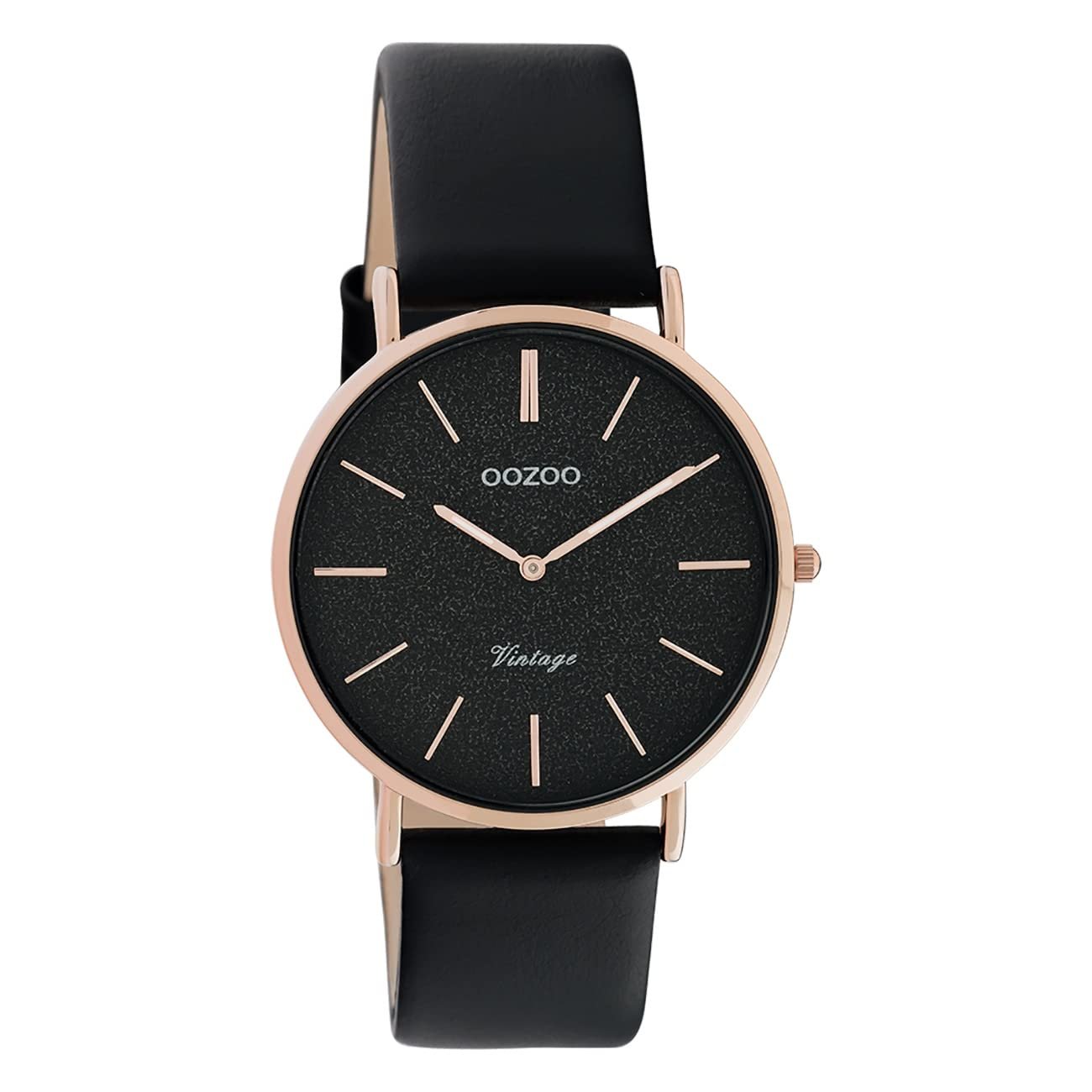 Женские Часы Oozoo Vintage Series C20209 Аналоговые Черные, Розовое золото-черный, Ремешок, фото №1