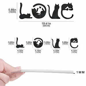 Настінна декорація HsentimenH Love Cats Акрилова самоклеюча Чорний synthetic.ua - Фото 1