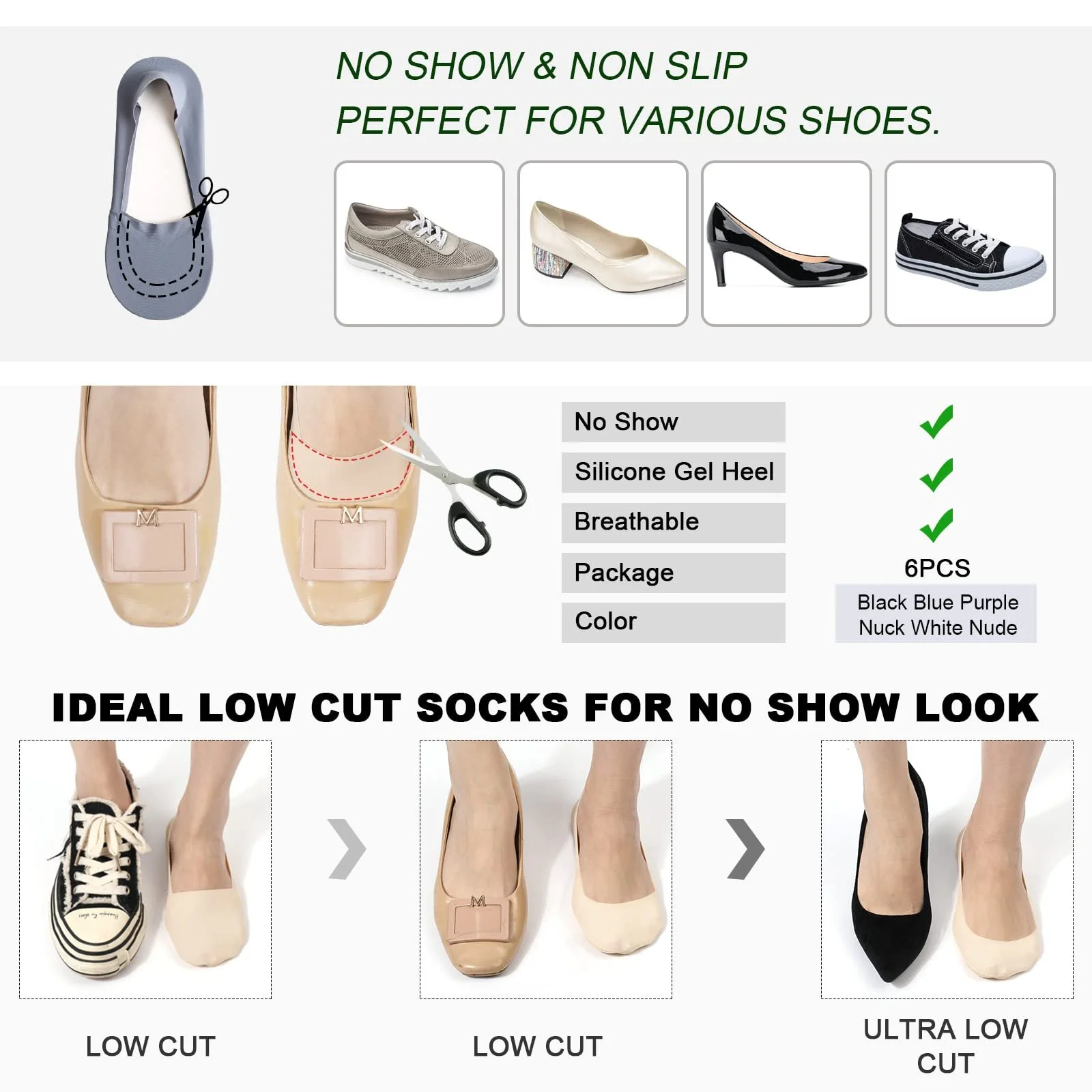 Шкарпетки TAGVO Invisible, 6 пар, фото №4