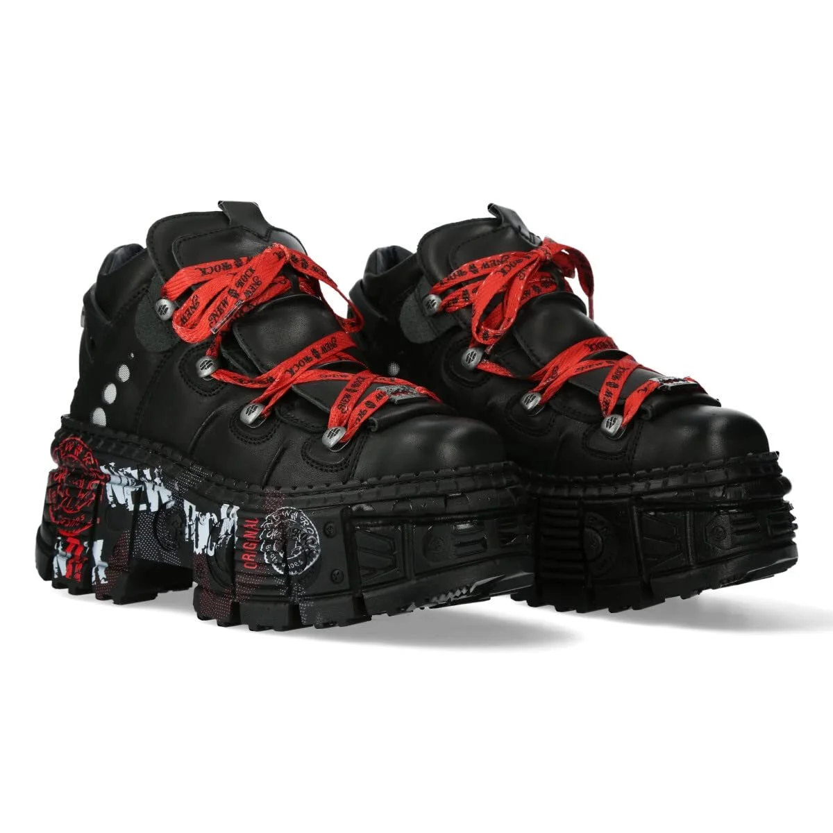 Черевики New Rock M.WALL106-C9 Унісекс Червоні Шнурки Чорні Шкіряні Унісекс, фото №1 Черевики New Rock M.WALL106-C9 Унісекс Червоні Шнурки Чорні Шкіряні Унісекс, фото №1