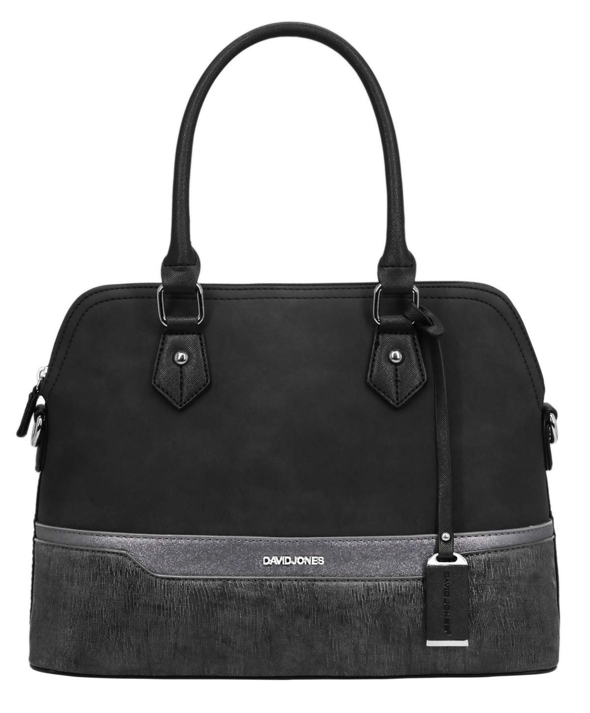 Сумка з ручками David Jones Bugatti Bowling Style, тоут, PU шкіра, різнокольорова смужка, чорний, фото №1